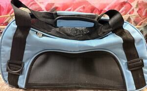 Pet Cat Carrier Airline Approved Soft-Sided Portable Small Blue Bag